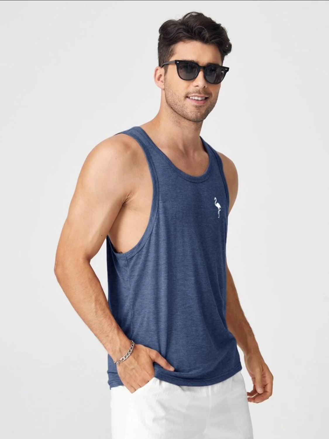 Manfinity Homme Hombres Top tank con estampado de flamenco