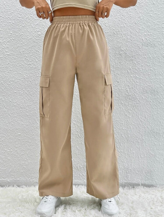 SHEIN PETITE Pantalones cargo con bolsillo lateral con solapa