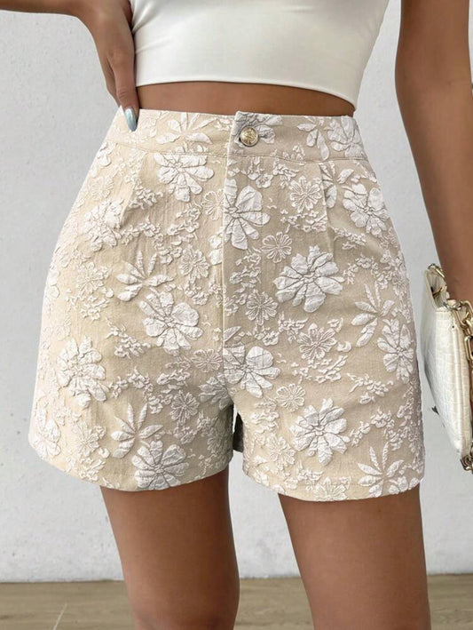 SHEIN MOOSTA Shorts plisados con bolsillos para mujer con estampado floral aleatorio