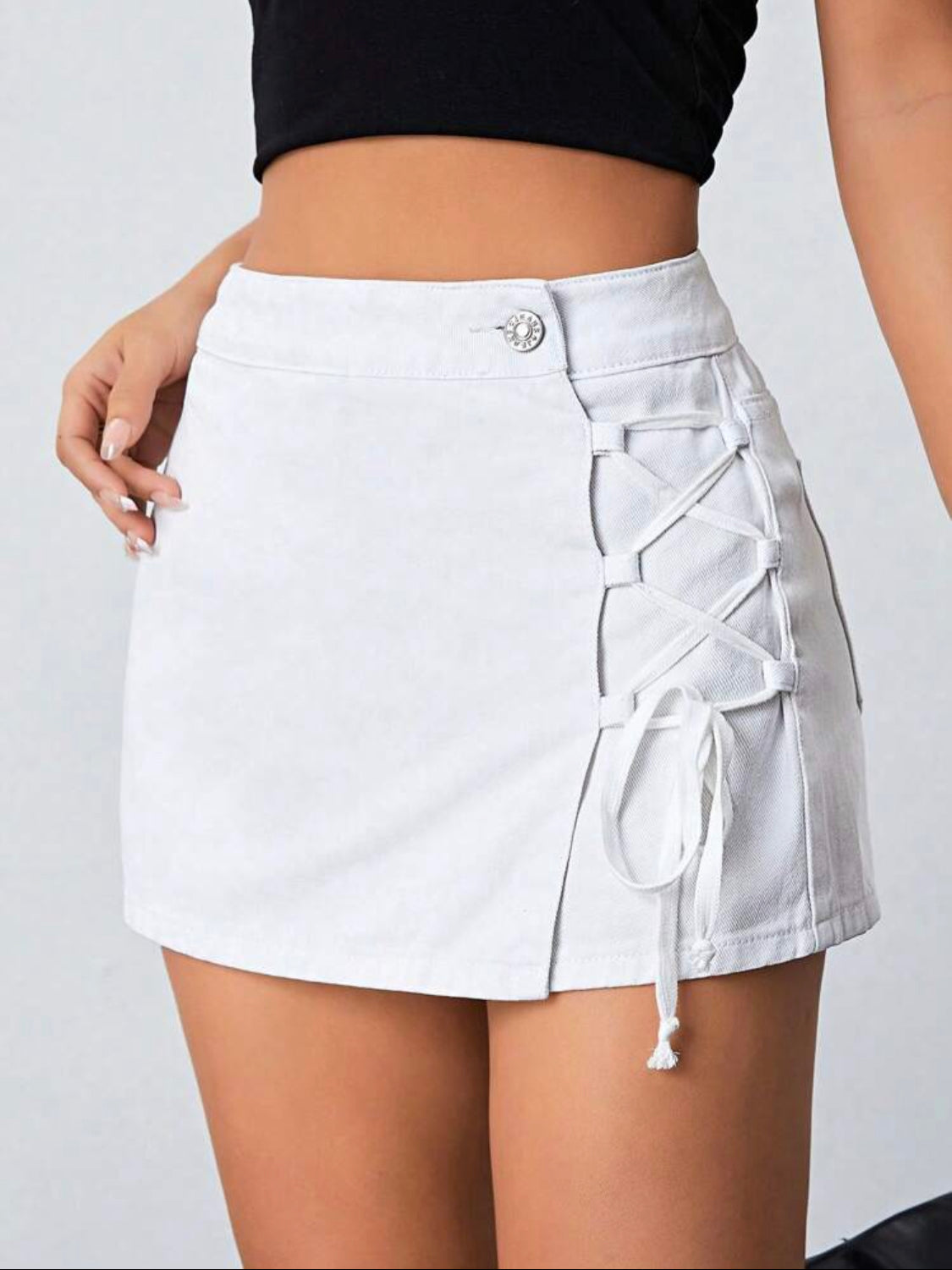 SHEIN ICON Skort mezclilla con cordón delantero