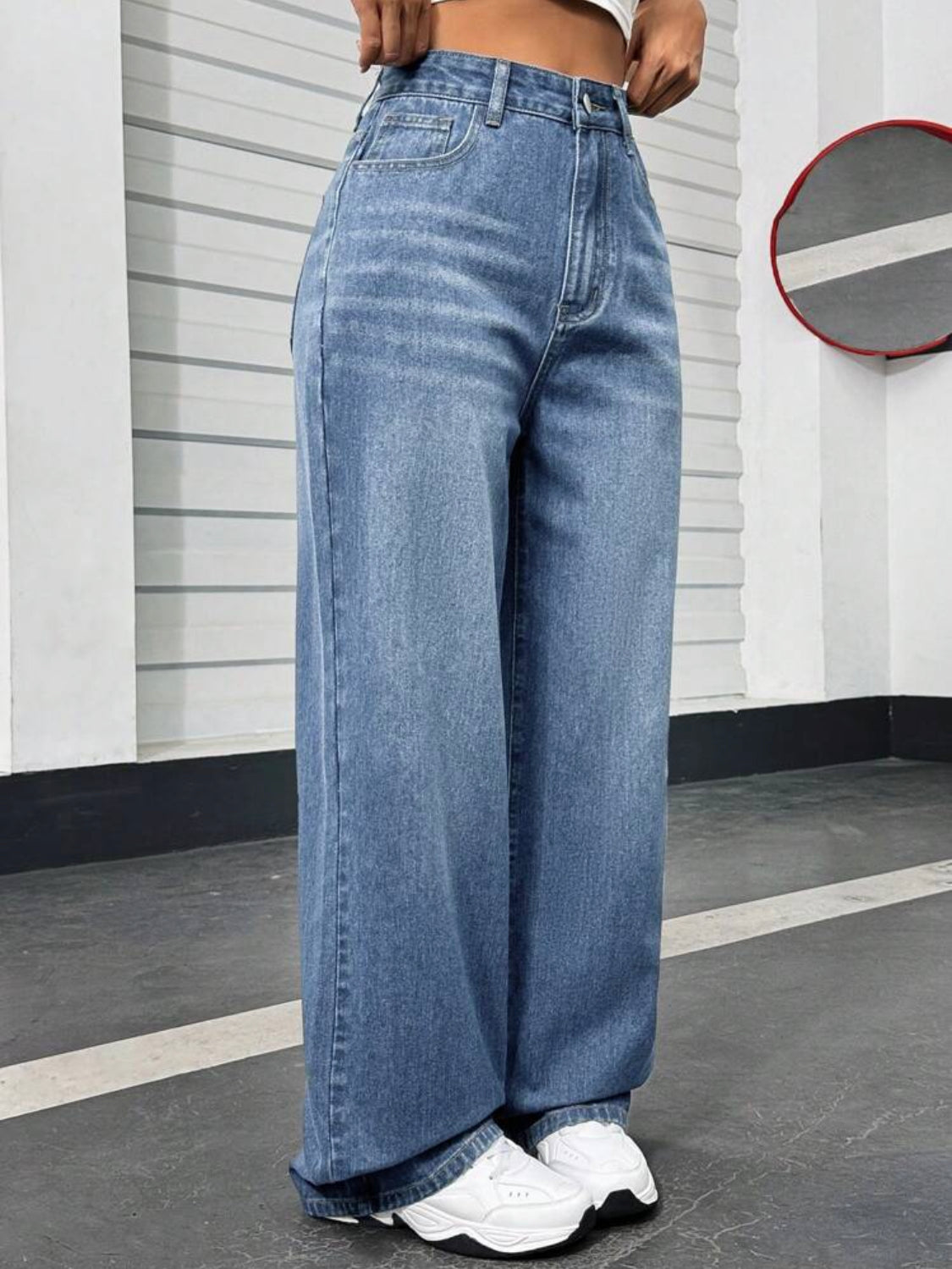 SHEIN ICON Jeans De Pierna Recta Con Bolsillos Para Mujer