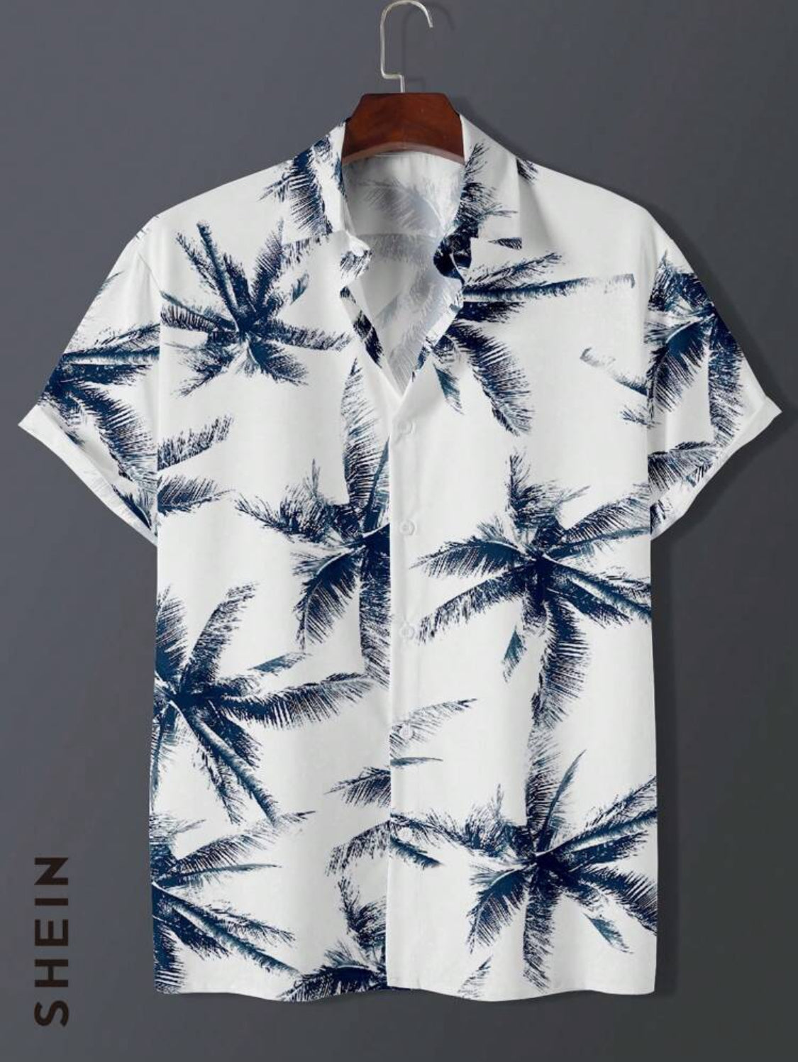 Manfinity Dauomo Camisa de hombre con estampado tropical de manga corta para el verano