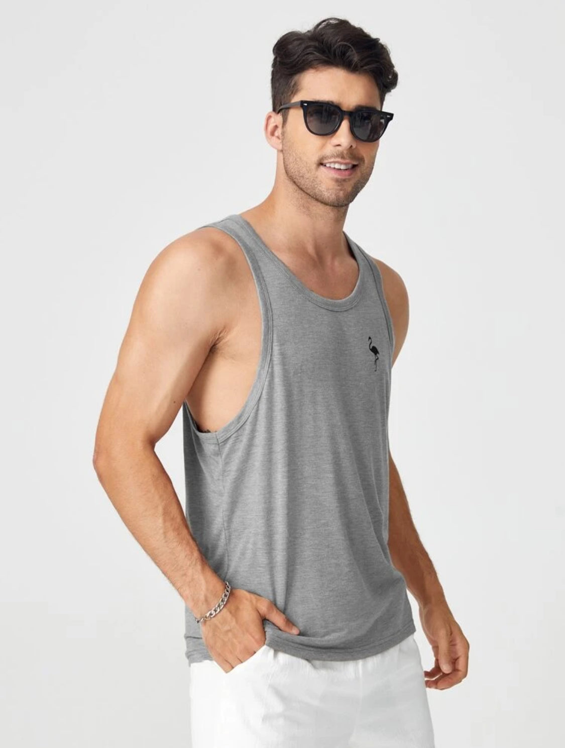 Manfinity Homme Hombres Top tank con estampado de flamenco