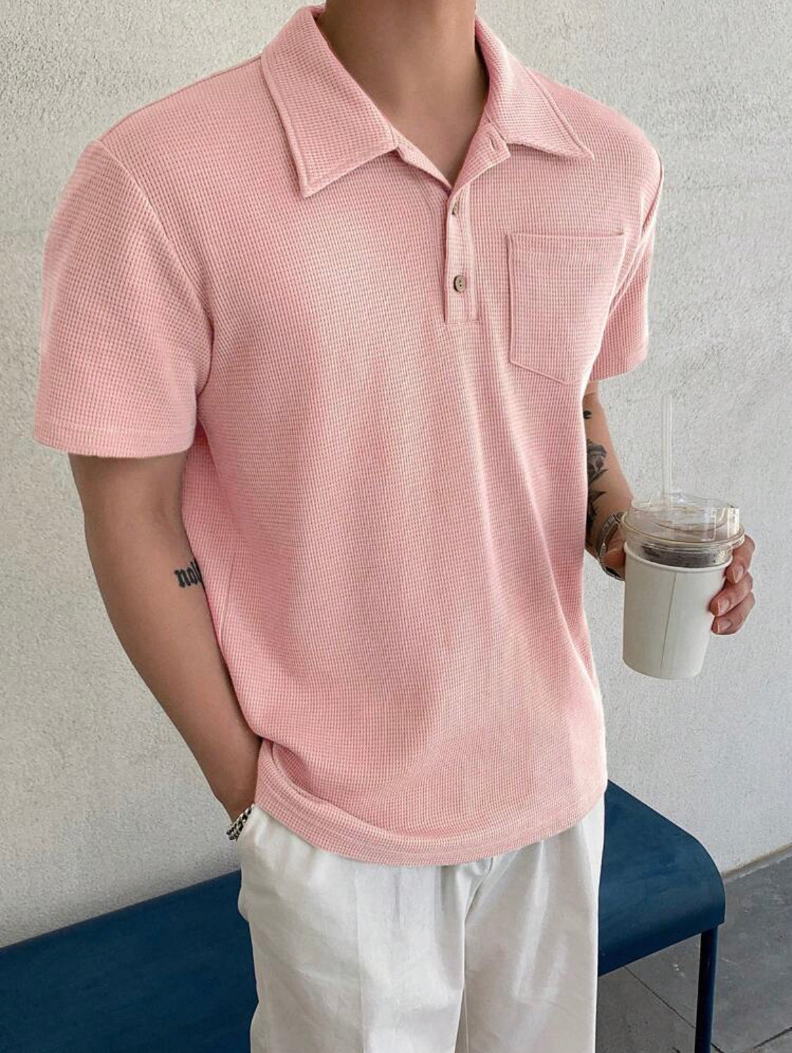 DAZY Camisa polo de manga corta sólida casual para hombres en verano